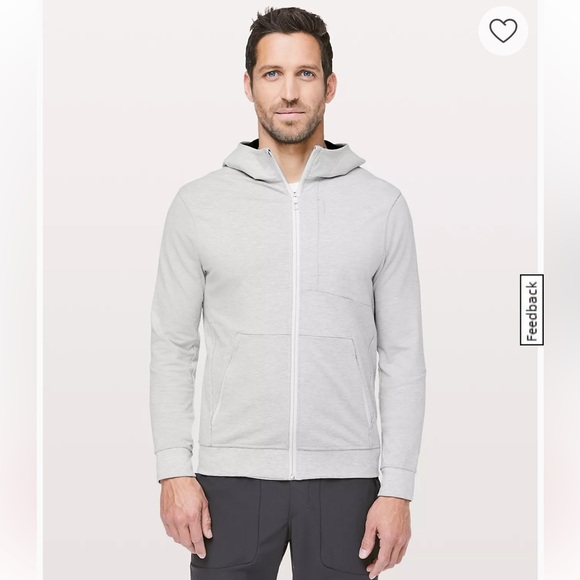 LULULEMON City Sweat Zip Hoodie Heathered Ultra Light Grey Size Large - Picture 2 of 12